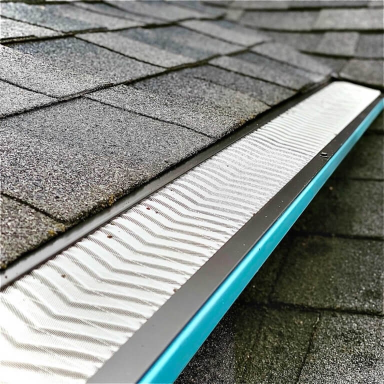 An image showing a clean gutter with a gutter guard installed, free of leaves and debris