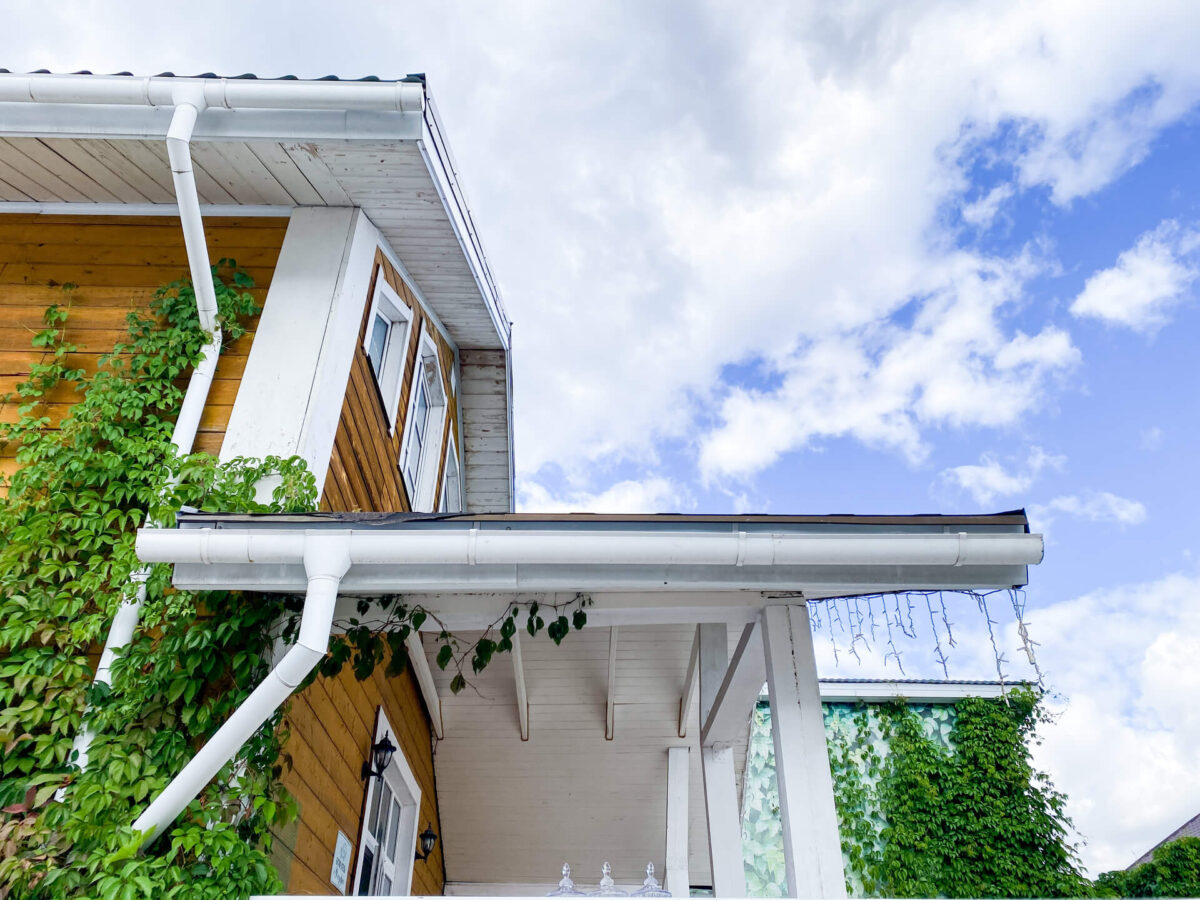 A diagram showing the correct pitch or fall angle for a gutter, with a ruler or level
