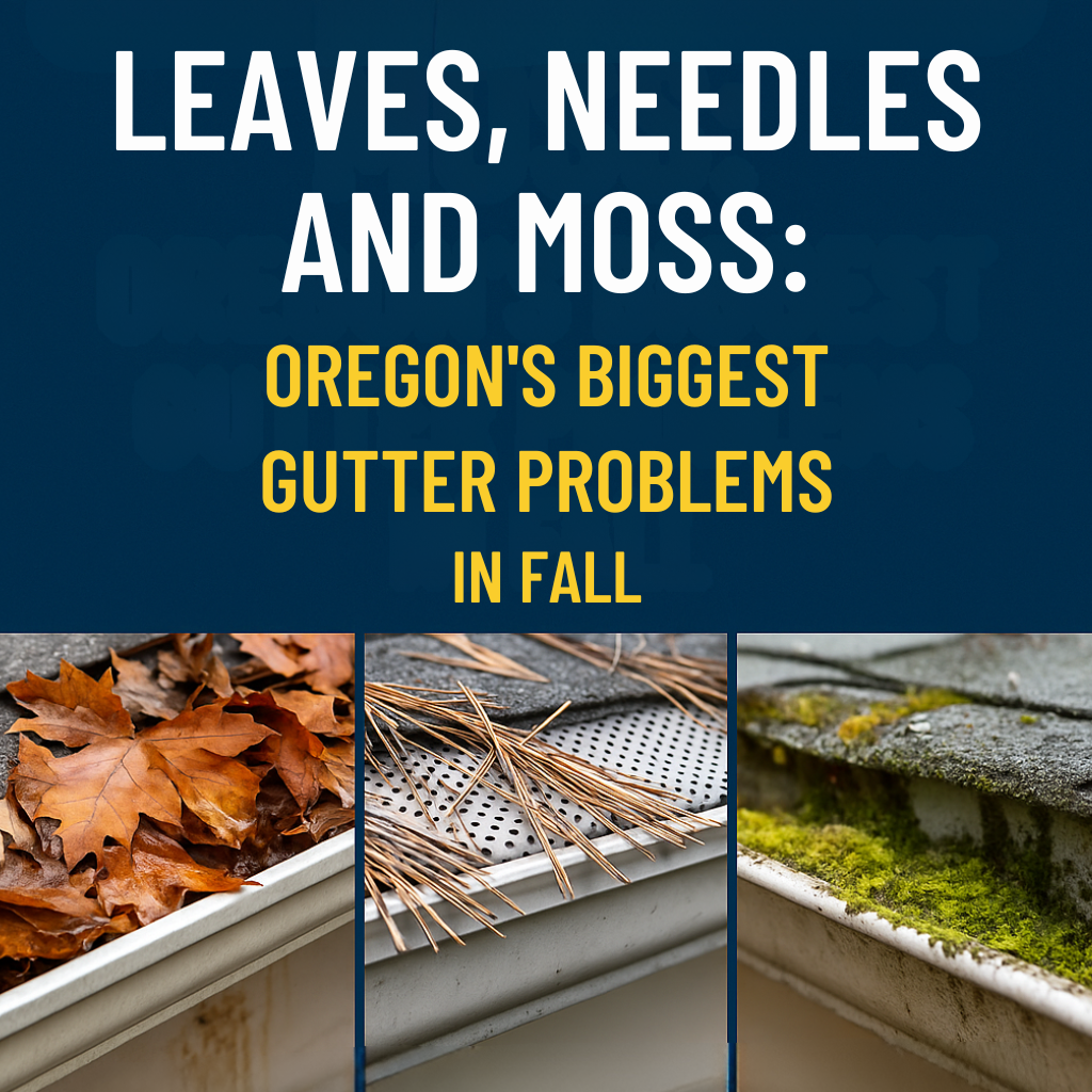 gutter cleaning, gutter repair, clogged gutters, fall gutter maintenance, gutter guard installation Oregon, gutter maintenance tips, gutter repair Oregon, leaves in gutters, moss in gutters, Oregon gutter cleaning, pine needles in gutters, Portland gutter cleaning