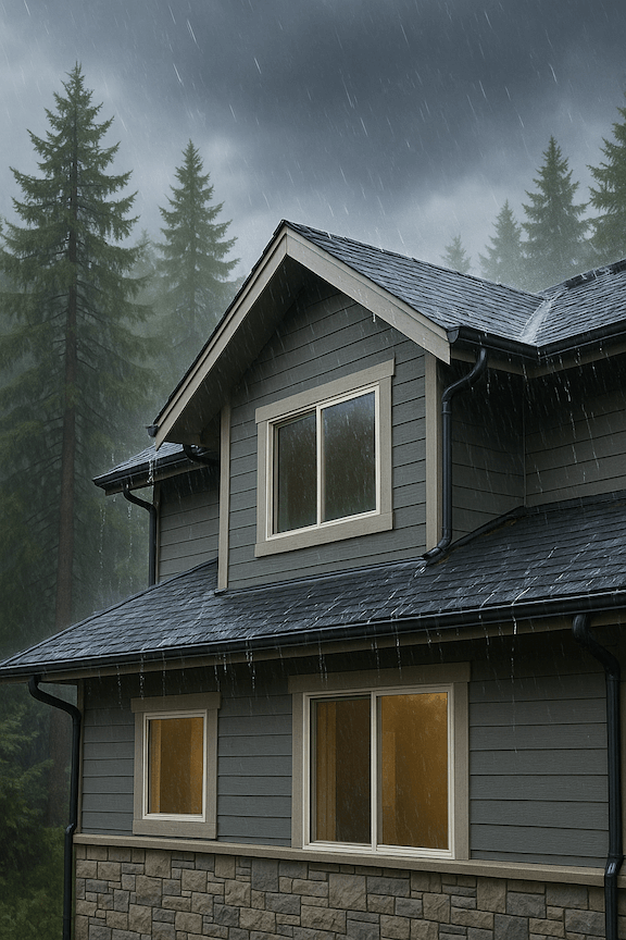 A picture of an Oregon homeowner asking a question to a gutter professional