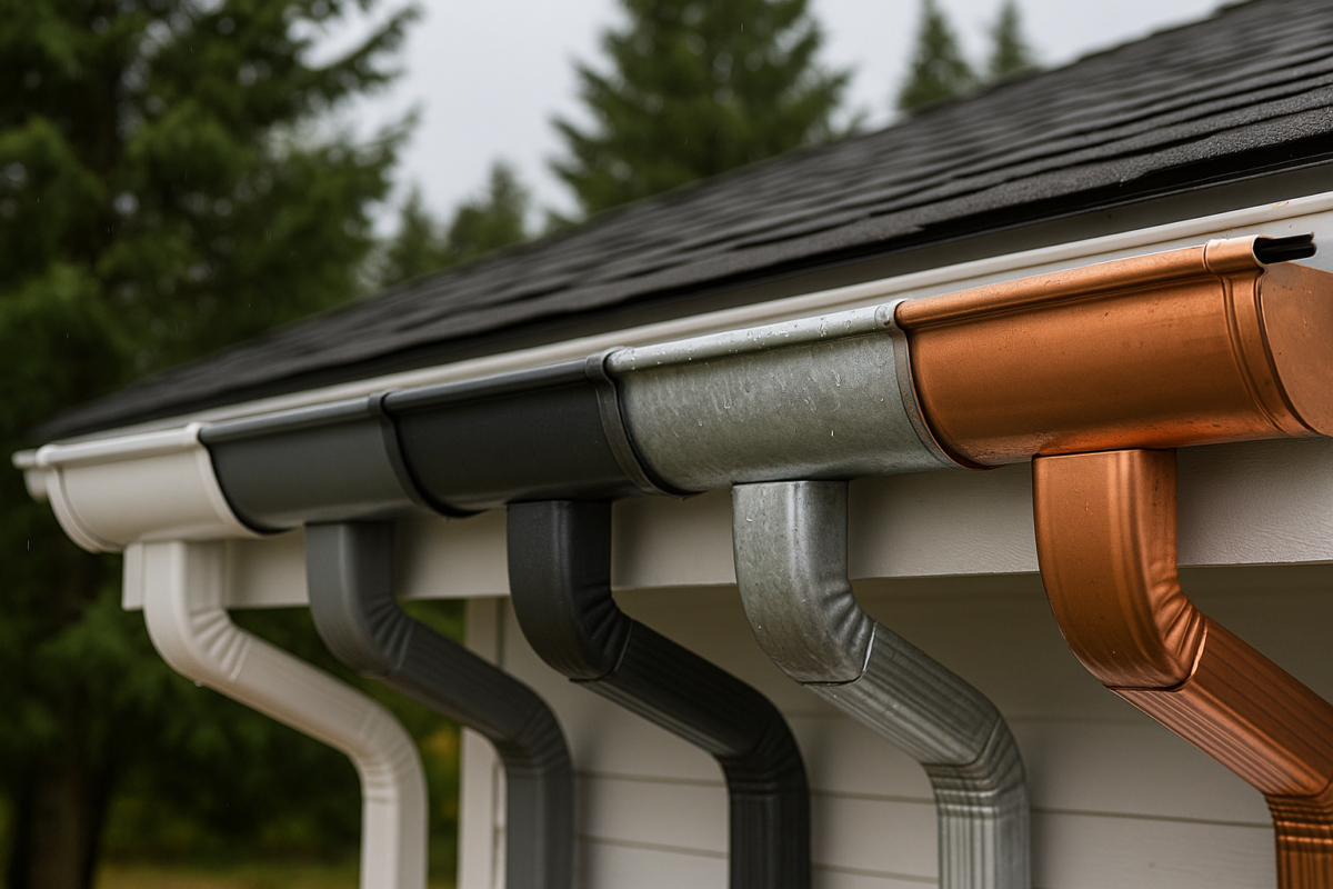 gutter materials, aluminum gutters, seamless gutters oregon, vinyl gutters, galvanized steel gutters, copper gutters, gutter replacement oregon, gutter installation oregon, rain gutter repair, moss damage gutters, gutter maintenance oregon, best gutters for wet climates, pacific northwest gutters