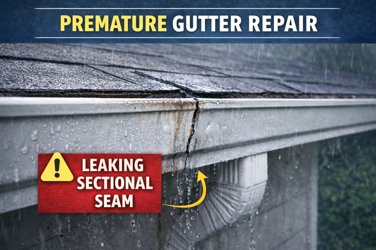 gutter repair, gutter installation issues, gutter seam leaks, gutter pitch problems, gutter corrosion, rain gutter maintenance